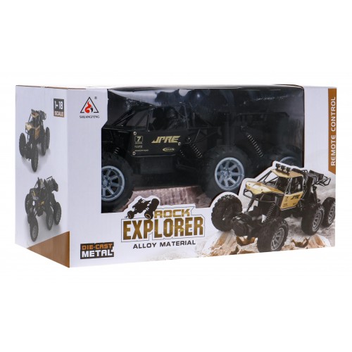 Kovový crawler Rock Explorer 4x4 pre deti 8+ Diaľkovo ovládaný 1:18 Gumové 6 kolies