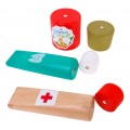 Drevená zubárska sada pre deti 3+ Príslušenstvo 32 ks. Vzdelávacie knižky + Nálepky "Statočný pacient"