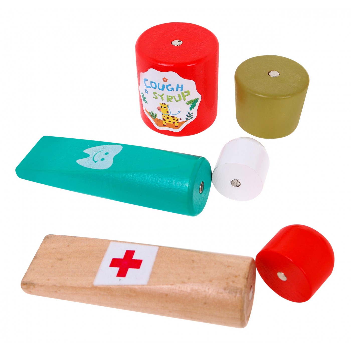 Drevená zubárska sada pre deti 3+ Príslušenstvo 32 ks. Vzdelávacie knižky + Nálepky "Statočný pacient"