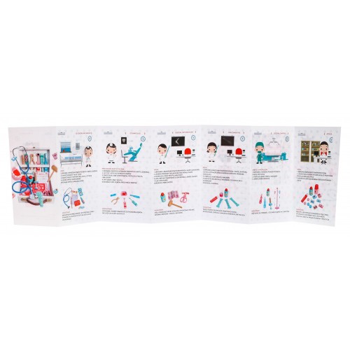 Drevená lekárska sada pre deti 3+ Príslušenstvo 30 ks. Vzdelávacie knižky + Nálepky "Statočný pacient"