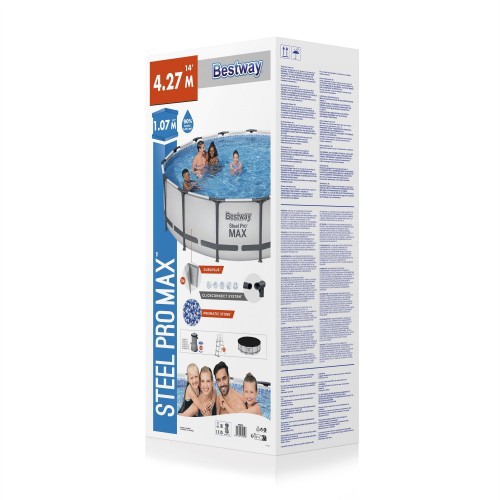 Bazén rámový Steel Pro MAX 427x107 Sivý 14FT BESTWAY 5w1 + Príslušenstvo