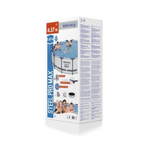 Bazén s konštrukciou Steel Pro MAX 457x107 15FT Sivý BESTWAY 5v1 + Príslušenstvo