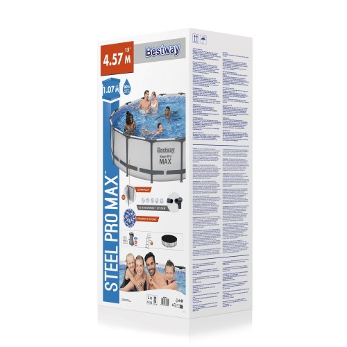 Bazén rámový Steel Pro MAX 457x107 15FT BESTWAY 5w1 + Čerpadlo + Rebrík + Kryt