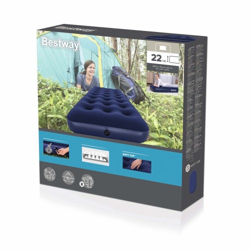 Nafukovací Matrac turistický Flokovaný BESTWAY 185x76x22cm + Opravná sada