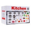 Mega kuchynská sada pre deti 3+ Kovové hrnce + Kuchynské nástroje + Jedlo 30 ks.