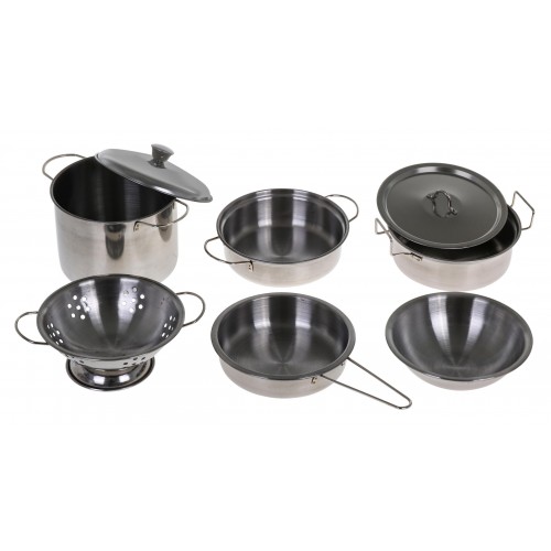 Mega kuchynská sada pre deti 3+ Kovové hrnce + Kuchynské nástroje + Jedlo 30 ks.