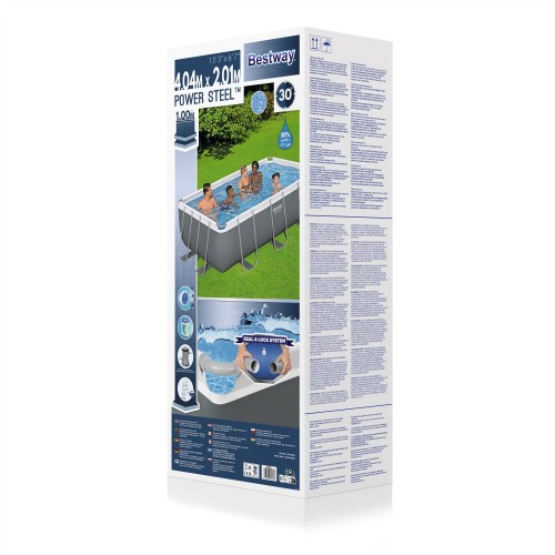 Bazén rámový Power Steel 404x201x100 Tmavosivý 13x6FT BESTWAY 6w1 + Čerpadlo + Rebrík