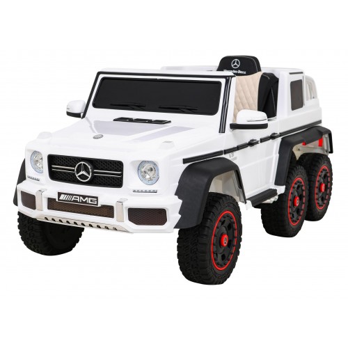 Mercedes G63 AMG Autíčko na batériu Biele + Ovládač + 6 kolies EVA + Pomalý štart + MP3 LED