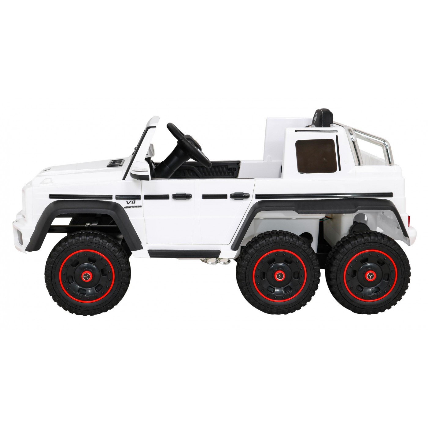 Mercedes G63 AMG Autíčko na batériu Biele + Ovládač + 6 kolies EVA + Pomalý štart + MP3 LED