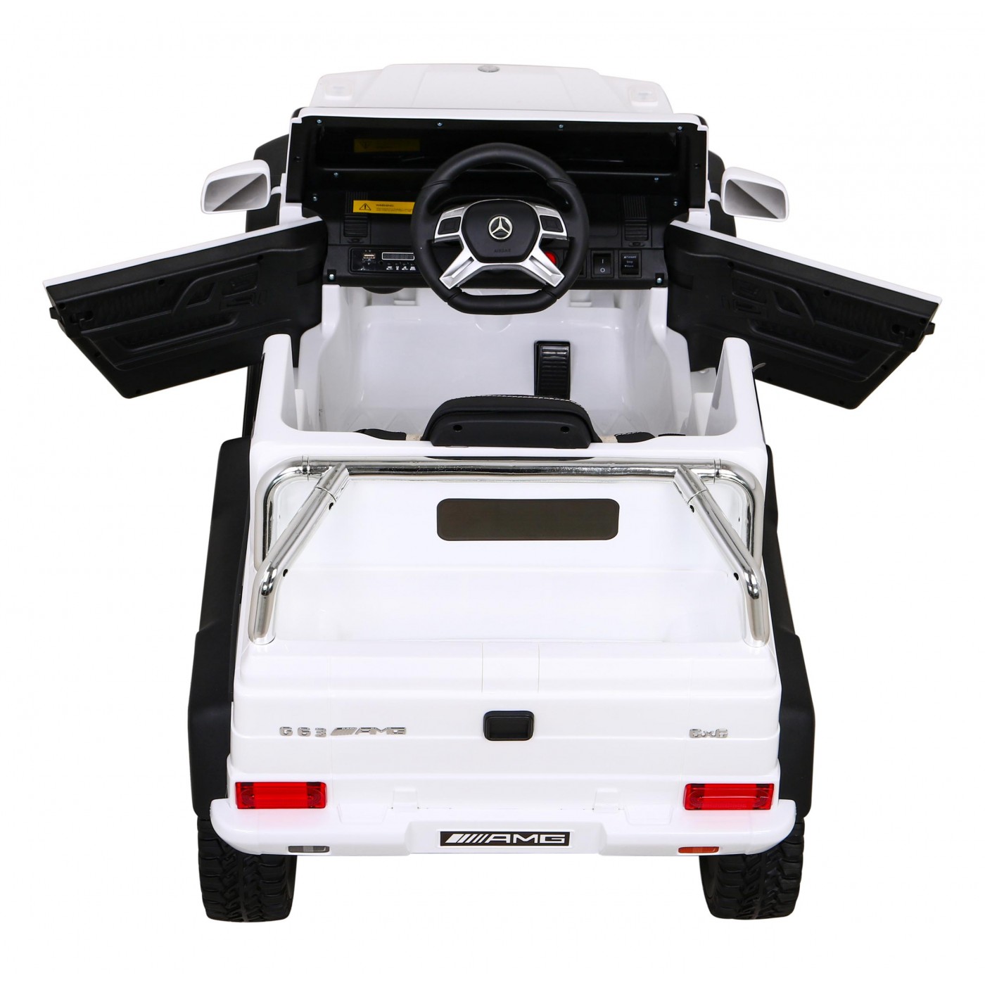 Mercedes G63 AMG Autíčko na batériu Biele + Ovládač + 6 kolies EVA + Pomalý štart + MP3 LED