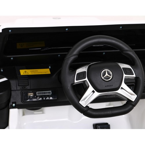 Mercedes G63 AMG Autíčko na batériu Biele + Ovládač + 6 kolies EVA + Pomalý štart + MP3 LED