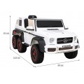 Mercedes G63 AMG Autíčko na batériu Biele + Ovládač + 6 kolies EVA + Pomalý štart + MP3 LED