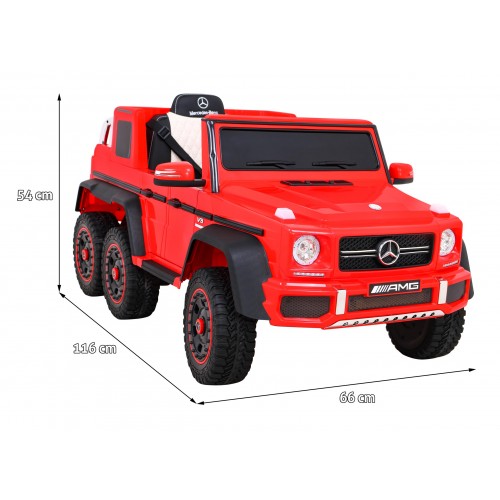 Mercedes G63 AMG Autíčko na batériu Červené + Ovládač + 6 kolies EVA + Pomalý štart + MP3 LED