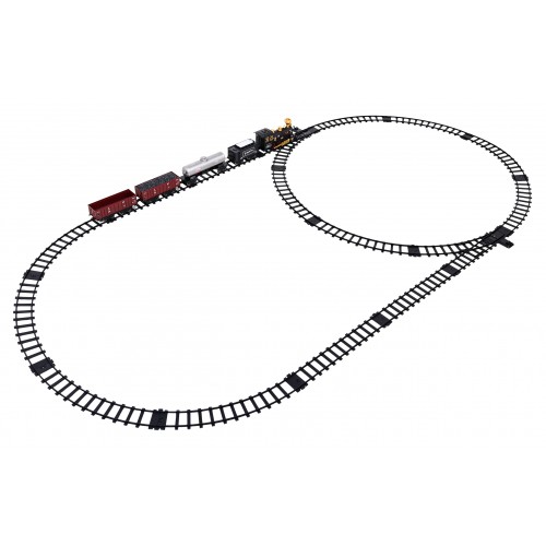 Vláčik s funkciou Dymu pre deti 5+ Dlhá trať + Retro lokomotíva + 4 vagóny