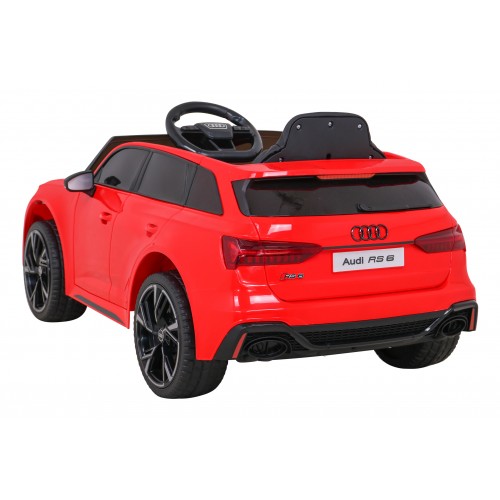 Audi RS 6 Elektrické autíčko pre deti Červené + Ovládač + Kolesá EVA + Pomalý štart + Audio LED