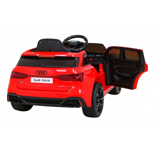 Audi RS 6 Elektrické autíčko pre deti Červené + Ovládač + Kolesá EVA + Pomalý štart + Audio LED