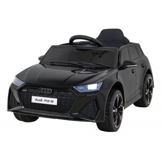 Audi RS 6 Elektrické autíčko pre deti Čierne + Ovládač + Kolesá EVA + Pomalý štart + Audio LED