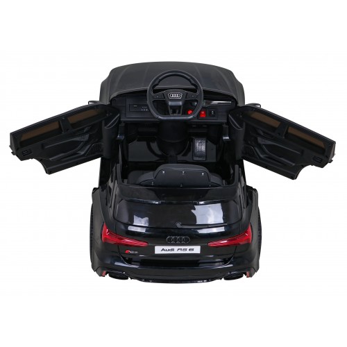 Audi RS 6 Elektrické autíčko pre deti Čierne + Ovládač + Kolesá EVA + Pomalý štart + Audio LED