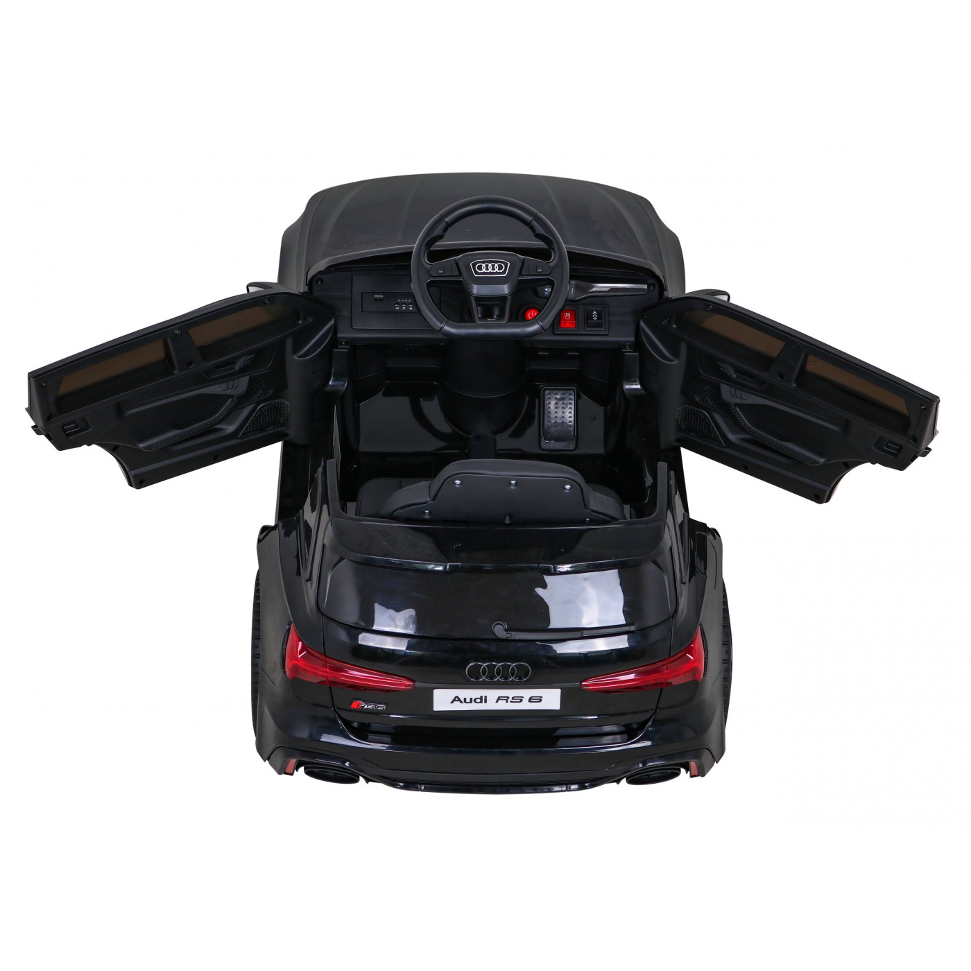 Audi RS 6 Elektrické autíčko pre deti Čierne + Ovládač + Kolesá EVA + Pomalý štart + Audio LED