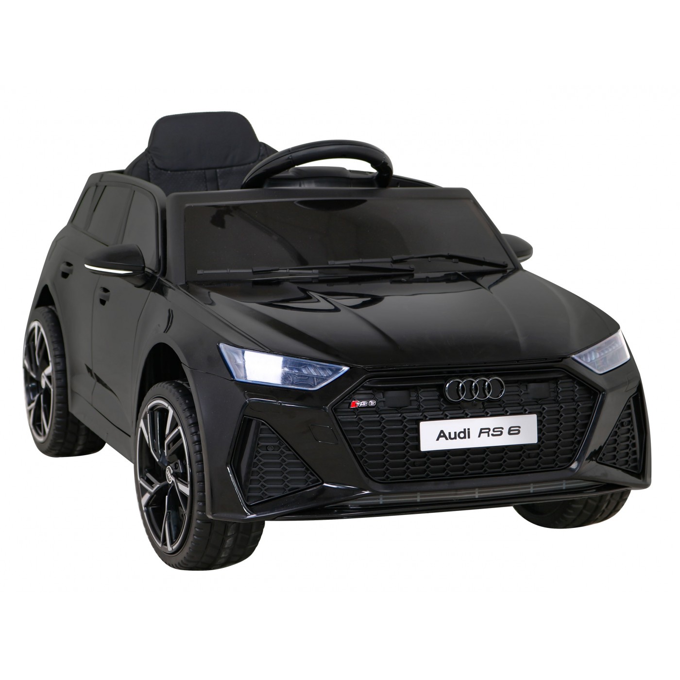 Audi RS 6 Elektrické autíčko pre deti Čierne + Ovládač + Kolesá EVA + Pomalý štart + Audio LED
