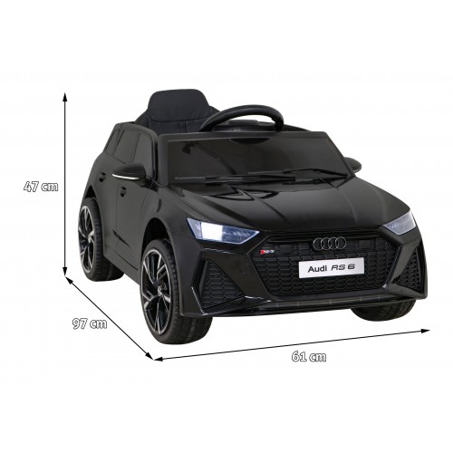 Audi RS 6 Elektrické autíčko pre deti Čierne + Ovládač + Kolesá EVA + Pomalý štart + Audio LED
