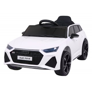 Audi RS 6 Elektrické autíčko pre deti Biele + Ovládač + Kolesá EVA + Pomalý štart + Audio LED