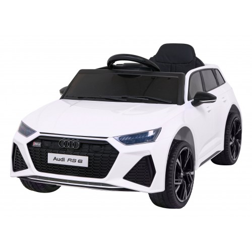 Audi RS 6 Elektrické autíčko pre deti Biele + Ovládač + Kolesá EVA + Pomalý štart + Audio LED