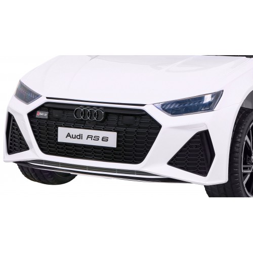 Audi RS 6 Elektrické autíčko pre deti Biele + Ovládač + Kolesá EVA + Pomalý štart + Audio LED