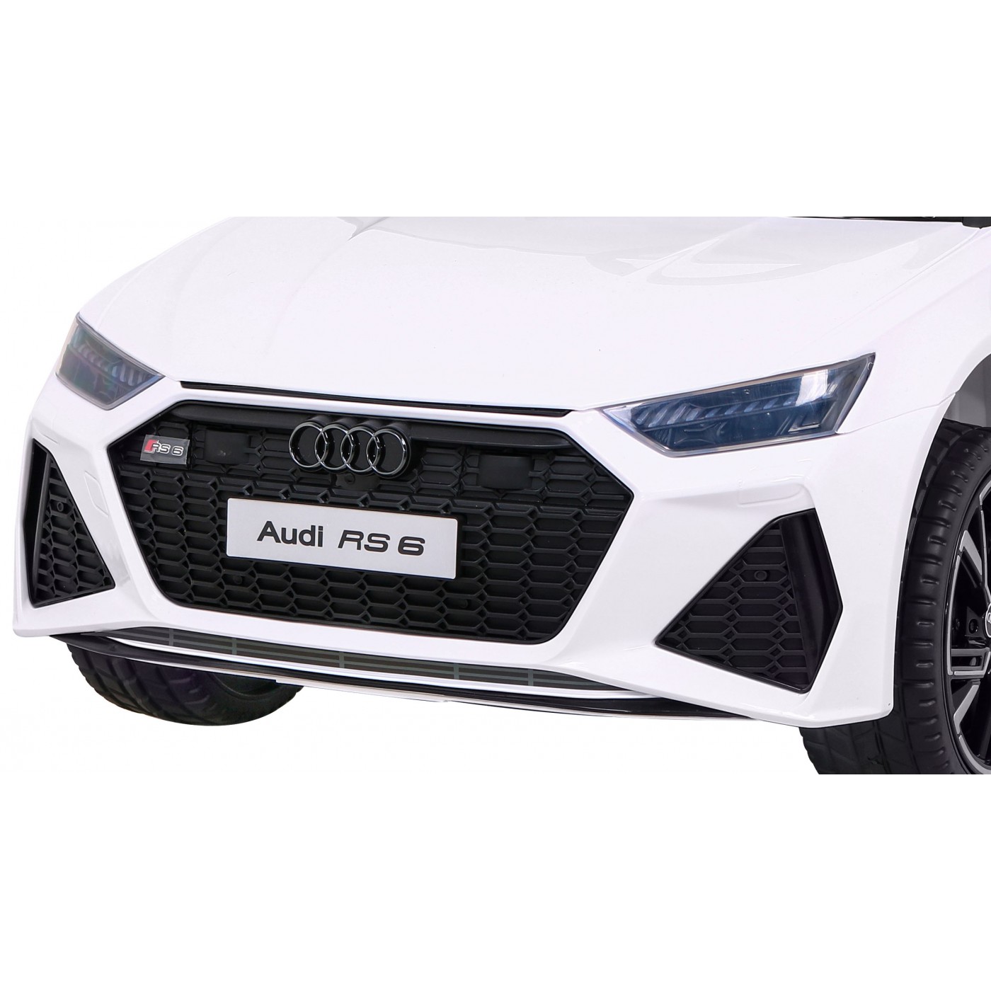 Audi RS 6 Elektrické autíčko pre deti Biele + Ovládač + Kolesá EVA + Pomalý štart + Audio LED