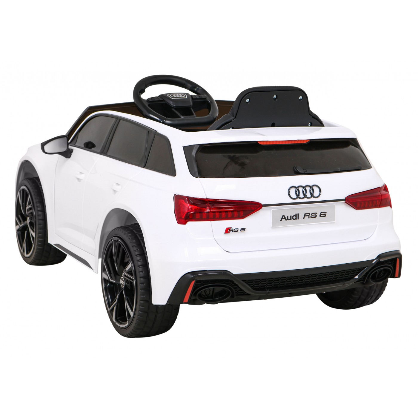 Audi RS 6 Elektrické autíčko pre deti Biele + Ovládač + Kolesá EVA + Pomalý štart + Audio LED