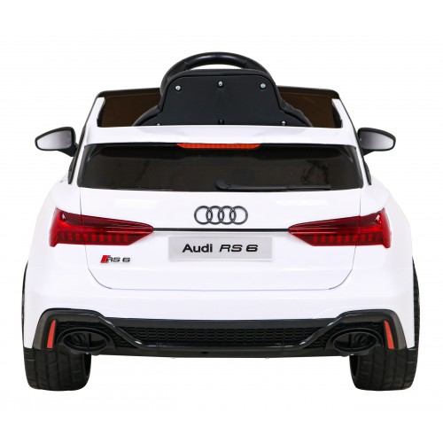 Audi RS 6 Elektrické autíčko pre deti Biele + Ovládač + Kolesá EVA + Pomalý štart + Audio LED