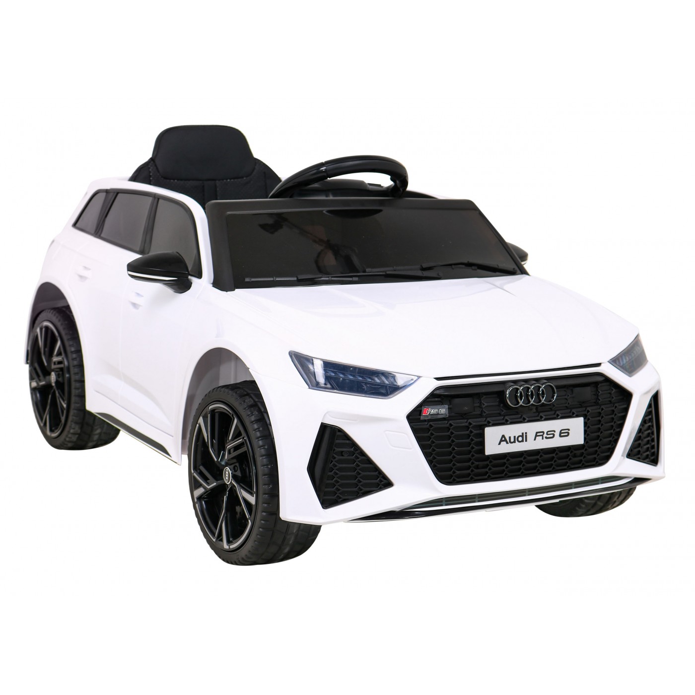 Audi RS 6 Elektrické autíčko pre deti Biele + Ovládač + Kolesá EVA + Pomalý štart + Audio LED