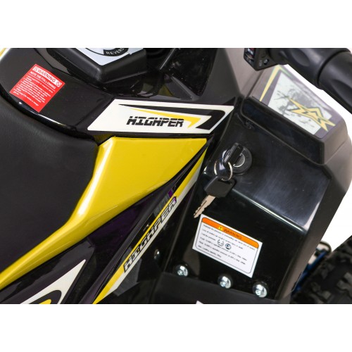 Quad Highper na batériu Žltý 35km/h + Bezkefkový motor 1000W + Nafukovacie kolesá + Regulácia sedadla