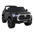 Toyota Hilux na batériu pre deti Čierna + Pohon 4x4 + Ovládač + 2 batožinové priestory + Rádio MP3 + LED