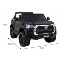Toyota Hilux na batériu pre deti Čierna + Pohon 4x4 + Ovládač + 2 batožinové priestory + Rádio MP3 + LED