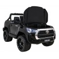 Toyota Hilux na batériu pre deti Čierna + Pohon 4x4 + Ovládač + 2 batožinové priestory + Rádio MP3 + LED