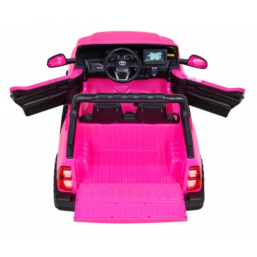 Toyota Hilux na batériu pre deti Ružová + Pohon 4x4 + Ovládač + 2 batožinové priestory + Rádio MP3 + LED