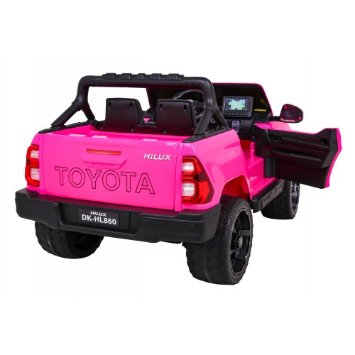 Toyota Hilux na batériu pre deti Ružová + Pohon 4x4 + Ovládač + 2 batožinové priestory + Rádio MP3 + LED