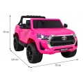 Toyota Hilux na batériu pre deti Ružová + Pohon 4x4 + Ovládač + 2 batožinové priestory + Rádio MP3 + LED