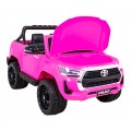 Toyota Hilux na batériu pre deti Ružová + Pohon 4x4 + Ovládač + 2 batožinové priestory + Rádio MP3 + LED