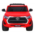 Toyota Hilux na batériu pre deti Červená + Pohon 4x4 + Ovládač + 2 batožinové priestory + Rádio MP3 + LED