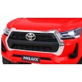 Toyota Hilux na batériu pre deti Červená + Pohon 4x4 + Ovládač + 2 batožinové priestory + Rádio MP3 + LED
