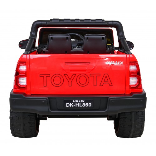 Toyota Hilux na batériu pre deti Červená + Pohon 4x4 + Ovládač + 2 batožinové priestory + Rádio MP3 + LED