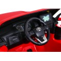Toyota Hilux na batériu pre deti Červená + Pohon 4x4 + Ovládač + 2 batožinové priestory + Rádio MP3 + LED