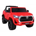 Toyota Hilux na batériu pre deti Červená + Pohon 4x4 + Ovládač + 2 batožinové priestory + Rádio MP3 + LED