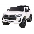 Toyota Hilux na batériu pre deti Biela + Pohon 4x4 + Ovládač + 2 batožinové priestory + Rádio MP3 + LED