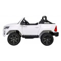 Toyota Hilux na batériu pre deti Biela + Pohon 4x4 + Ovládač + 2 batožinové priestory + Rádio MP3 + LED
