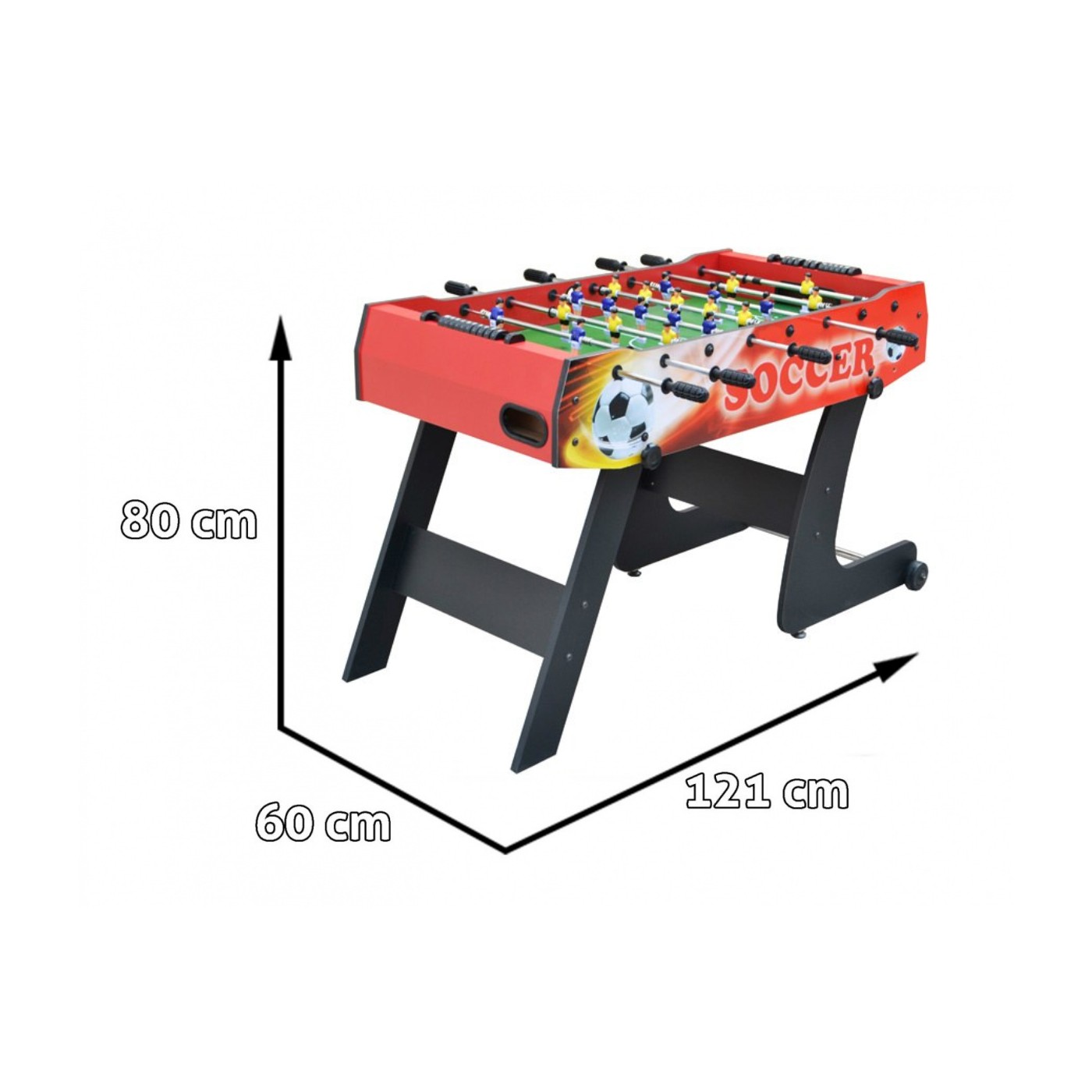 Stôl na stolný futbal pre deti 6+ a dospelých Červený Doska MDF + Skladací vrch