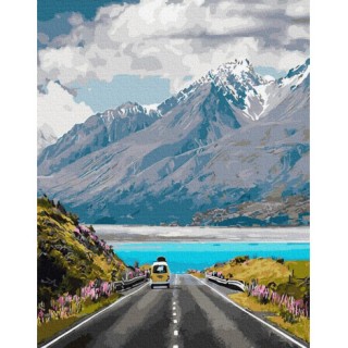 Maľovanie podľa čísiel Cesta do Hôr 40x50 Plátno + Farby + Štetce