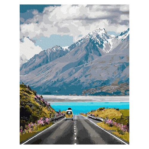 Maľovanie podľa čísiel Cesta do Hôr 40x50 Plátno + Farby + Štetce